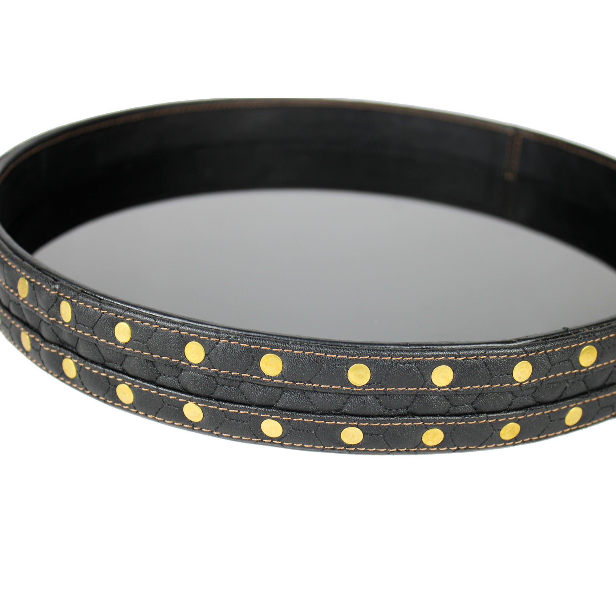 Designer Black Round Leatherite Tray-TH-5316